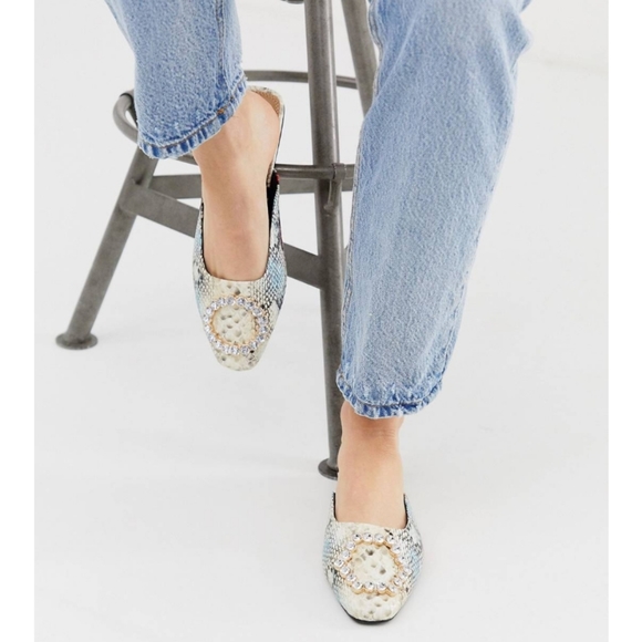 Asos Embellished Ballet Flats in Snake - Picture 1 of 3